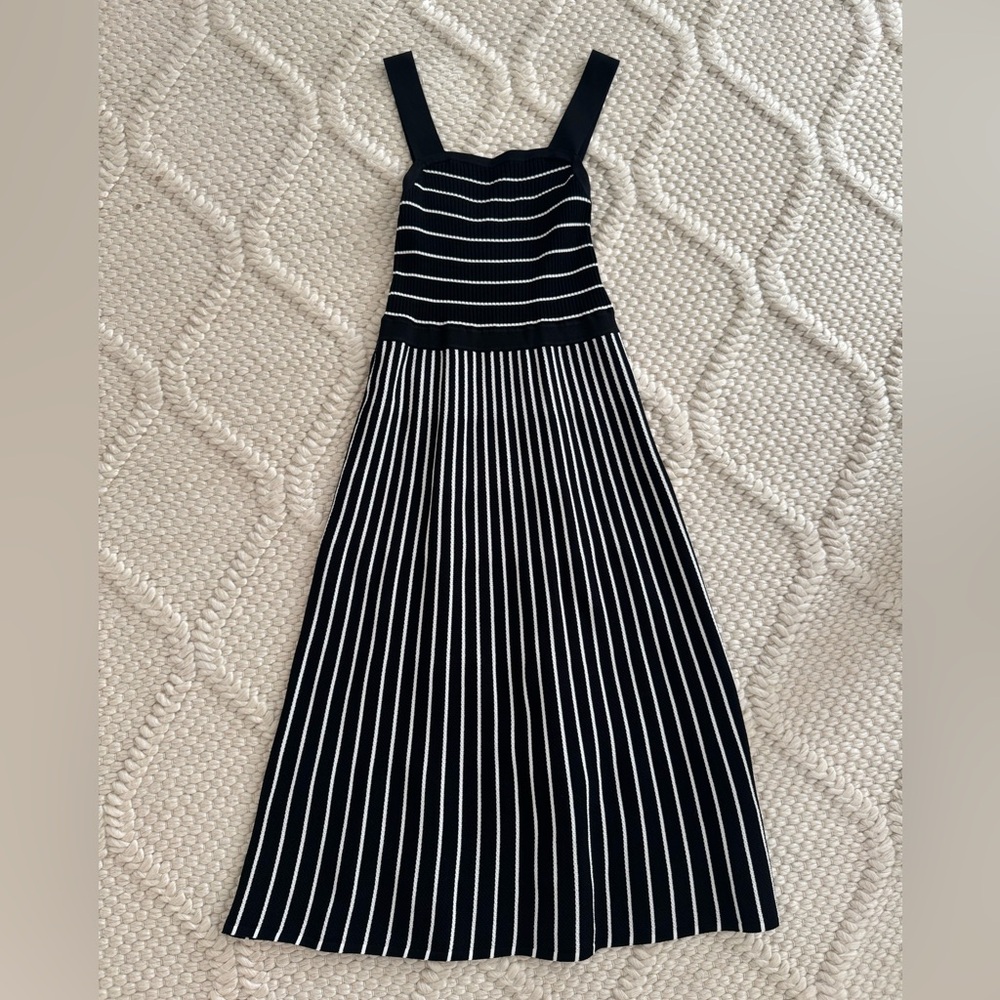 Banana Republic Black and White Striped Midi Dress
